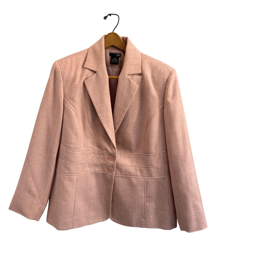 East 5th Womens Pink Herringbone Two Button Blazer Jacket Size 18W